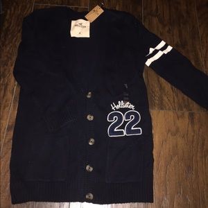 Hollister navy blue cardigan, with cute patch!!