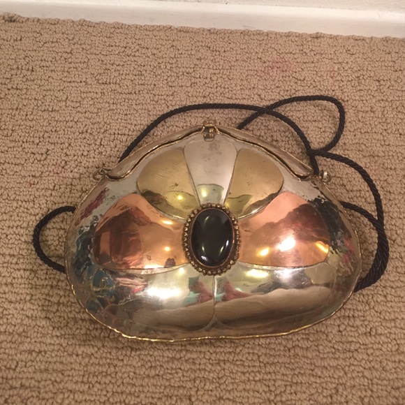 Vintage hammered silver metal purse clutch