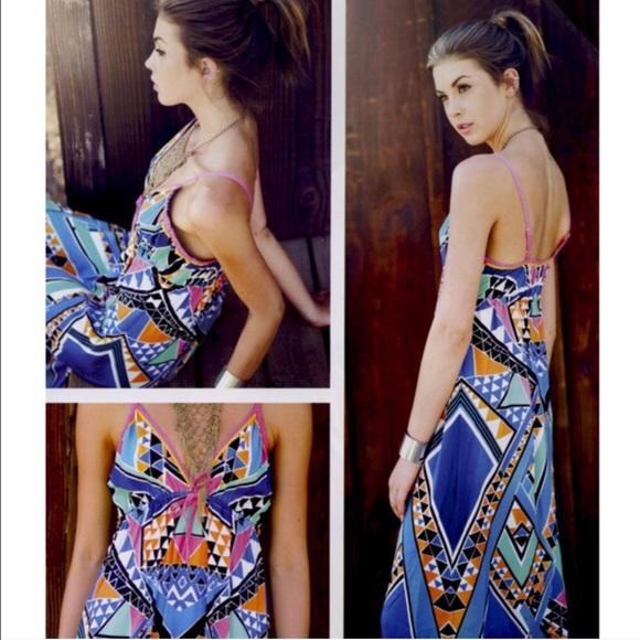 The SCOTLAND print maxi dress - BLUE - Picture 2 of 3