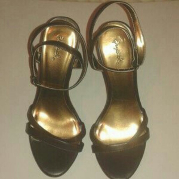 Qupid brown ankle strap high heels