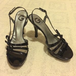 Guess Black Patent Strappy Heels