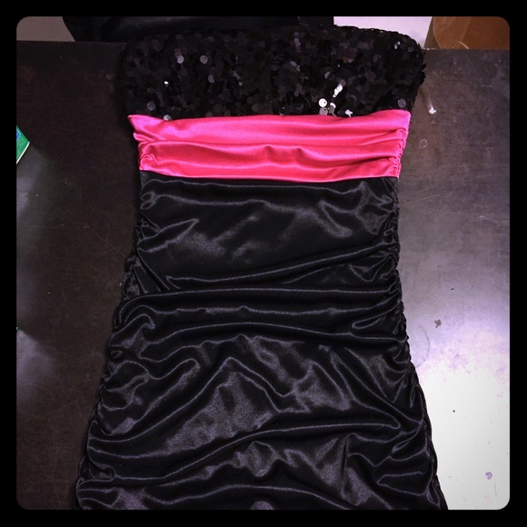 Pink and black semi formal dress! Worn Once!