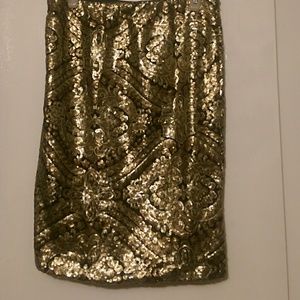 Gold sequined lined skirt.