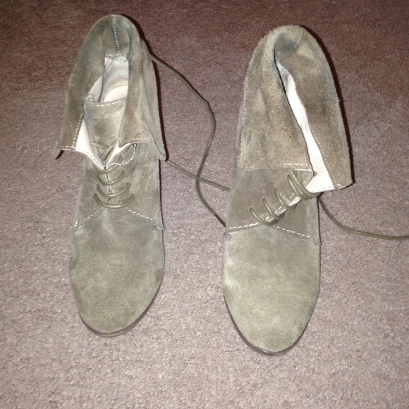 ZARA brown suede wedge booties!