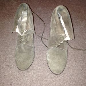 ZARA brown suede wedge booties!