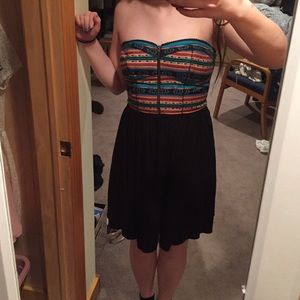 Strapless, short-length summer dress