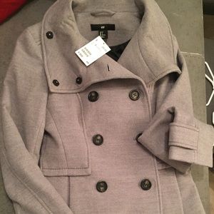 H&M gray double breasted pea coat