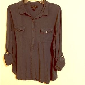 Royal blue half button down top