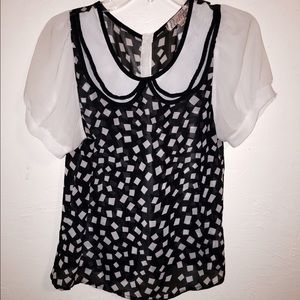 Cool pattern sheer top.