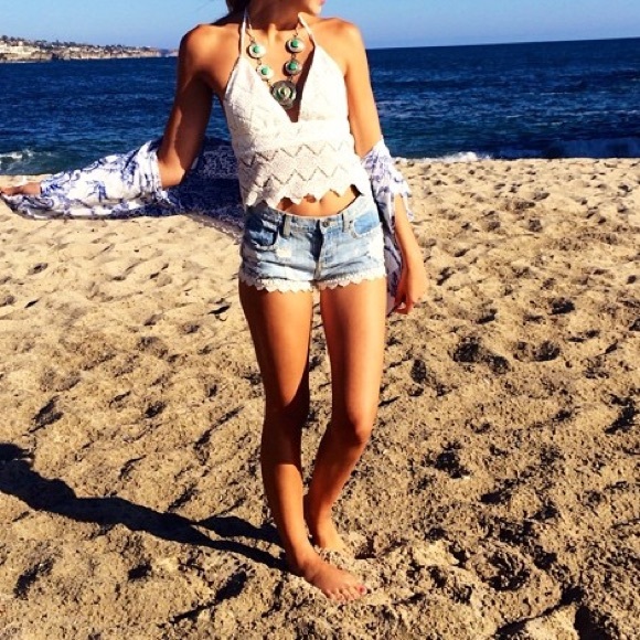 Denim Blue Crochet Shorts