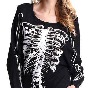Romwe Skeleton Print Pull Over