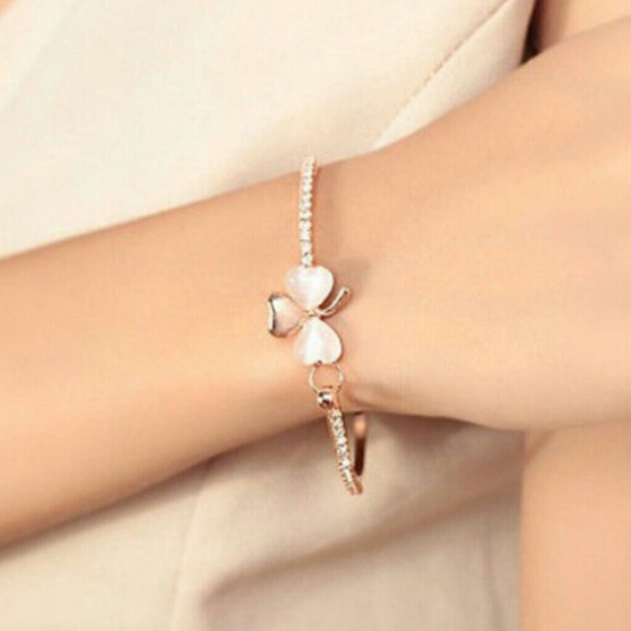 Charm Flower Gold Plated Cuff Bracelet - Picture 4 of 4