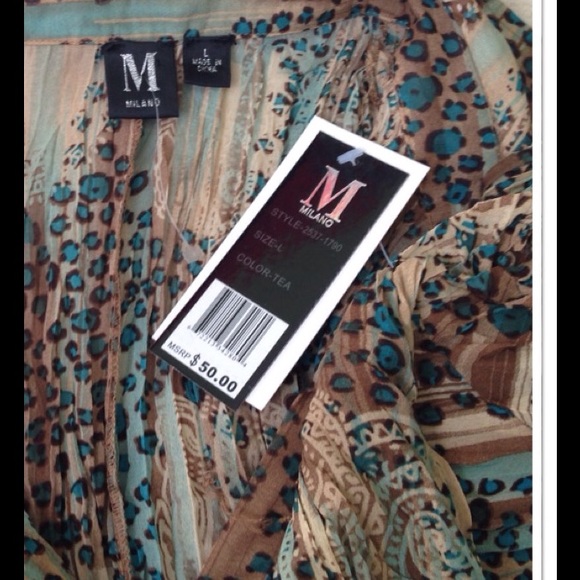 NWT Milano "gathered/crinkle" blouse! - Picture 4 of 4