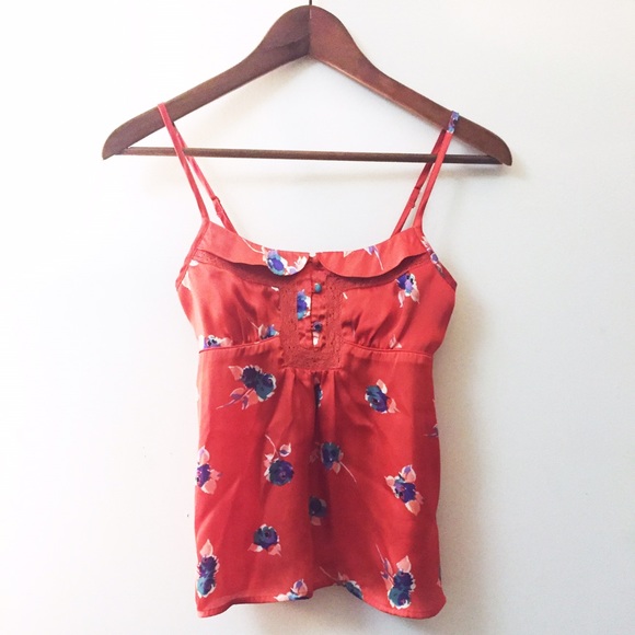 American Eagle floral silk tank