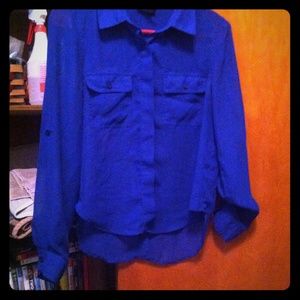 Cobalt blue polyester top