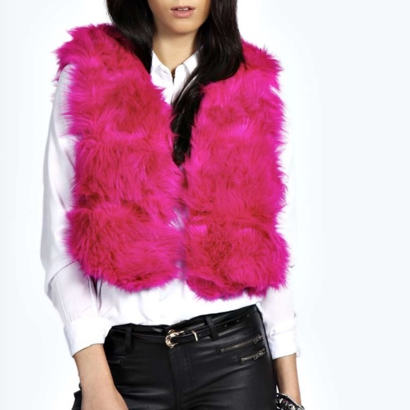 pink furry vest