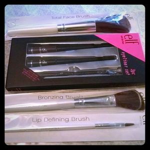 SOLD. ELF MAKEUP BRUSHES AND 3 PIECE EYELINER