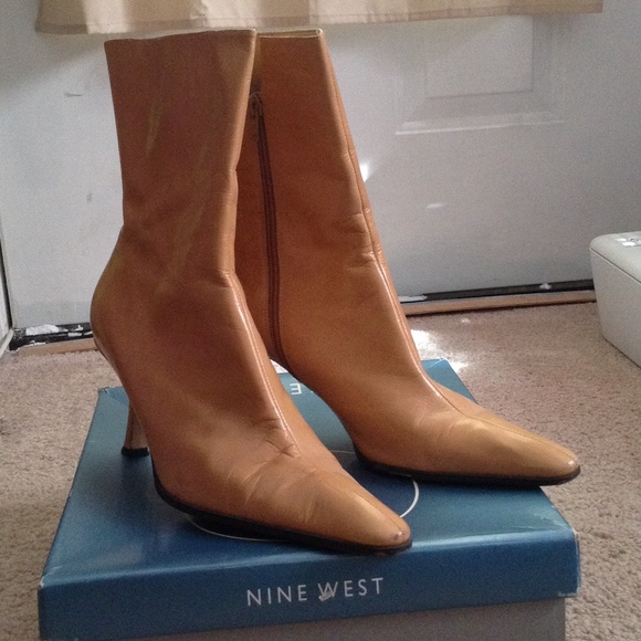 Stylish Nude Leather Nine West Booties