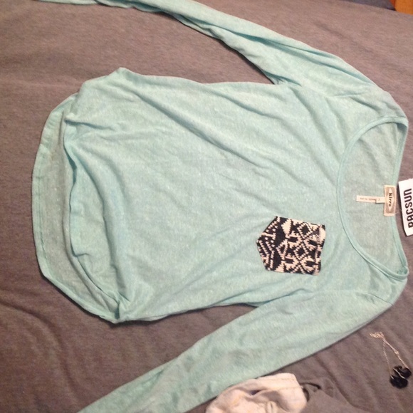 Mint long sleeve shirt with tribal pocket not