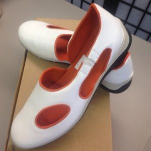 White and Orange Leather Puma Shoes