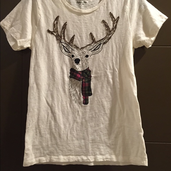 J. Crew beaded reindeer graphic tee