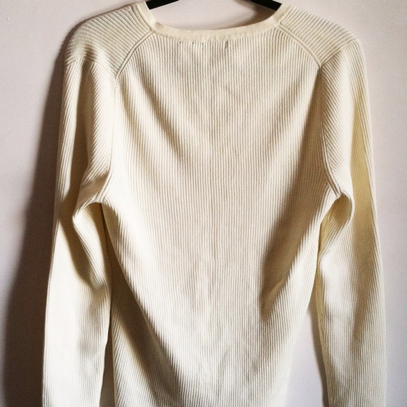 SOLD Moda International Off-White Ribbed Sweater - Picture 2 of 4
