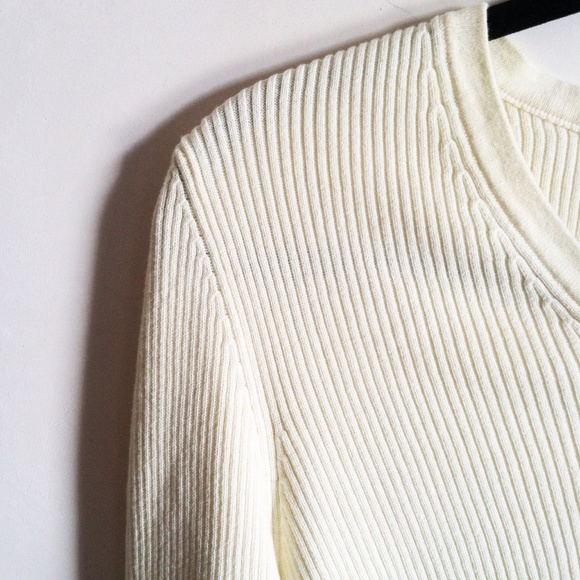 SOLD Moda International Off-White Ribbed Sweater - Picture 3 of 4