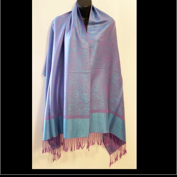 Two tone paisley large pashmina silk - Picture 1 of 4