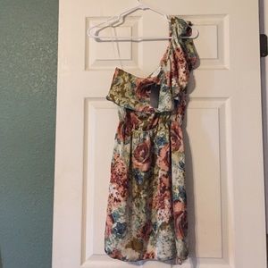 One shoulder floral dress