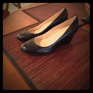 Calvin Klein Black Pebbled Leather Saxton Wedge