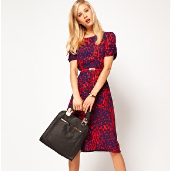 NWT ASOS red and blue spotted dress