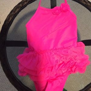 Pink ruffle swim suit