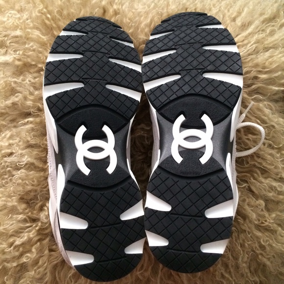 CHANEL White & Gold Running Shoes - Picture 2 of 3