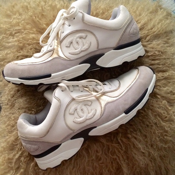 CHANEL White & Gold Running Shoes - Picture 3 of 3