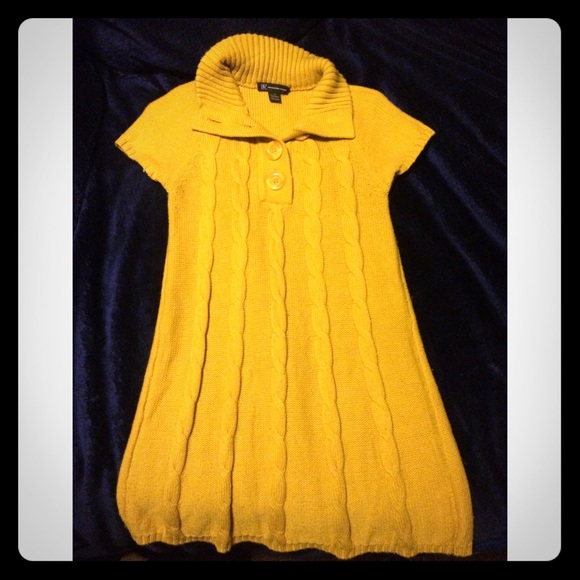 Yellow sweater dress