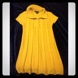 Yellow sweater dress