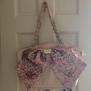Pink Betsey Johnson Handbag with Sequined Bow