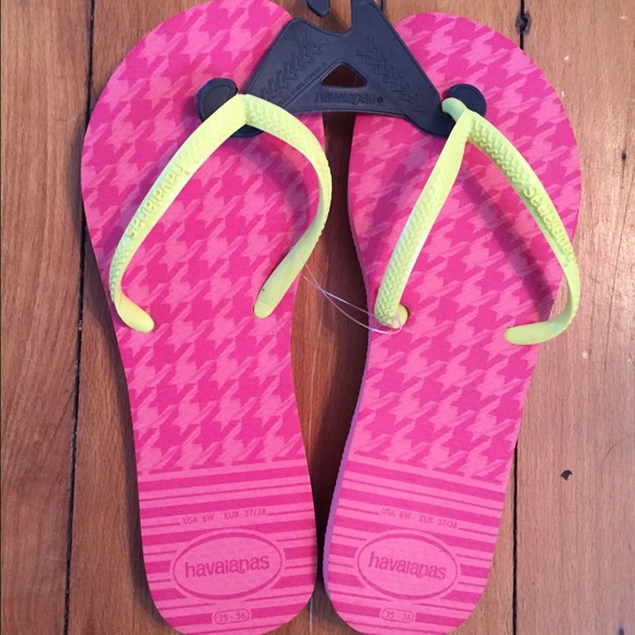Pink Havaianas with Yellow Straps