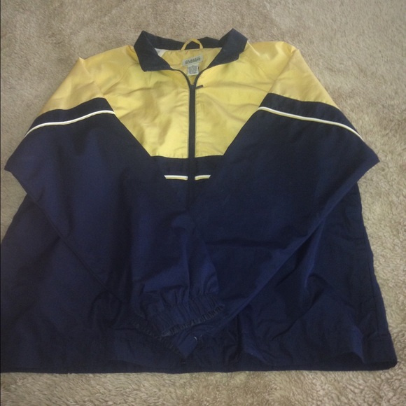 Navy blue and yellow white stripe Jacket