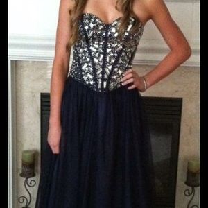 B Darlin' Navy Blue Prom Dress