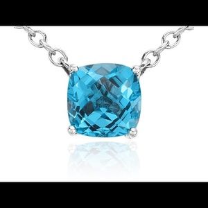Cushion cut blue topaz necklace