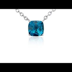 Cushion Cut London Blue Topaz Necklace