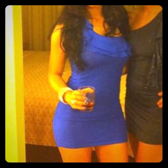 Royal blue knit dress