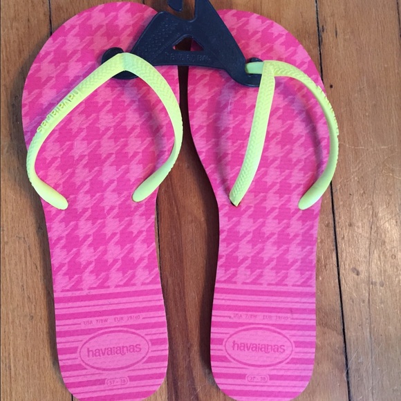 Pink Havaianas with Yellow Straps
