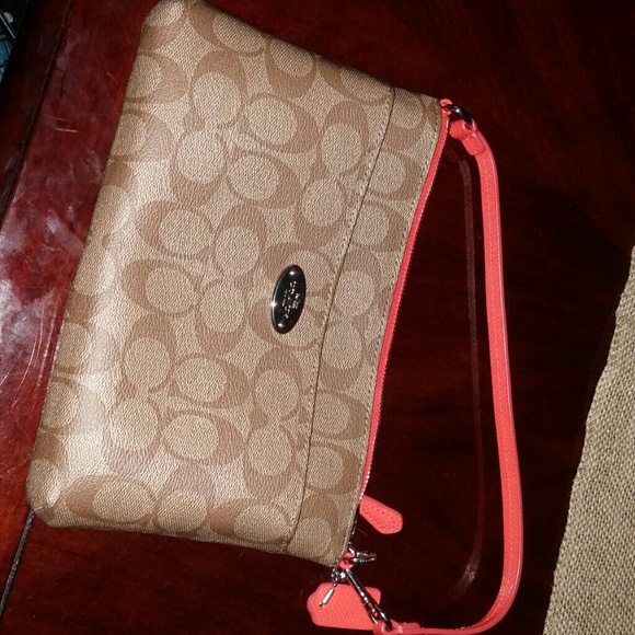Coral orange wristlet/purse