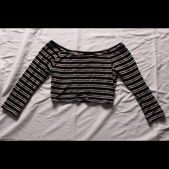 Black and white striped crop top