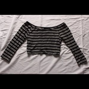 Black and white striped crop top