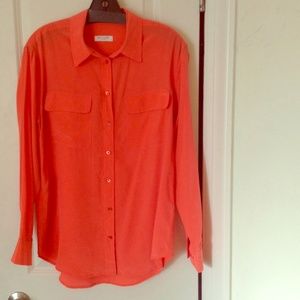 Equipment Orange Silk Blouse Worn once