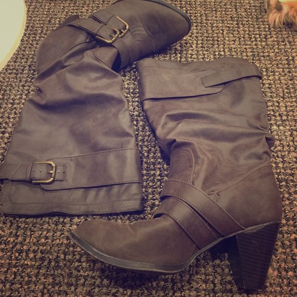 Chocolate colored heeled riding boots