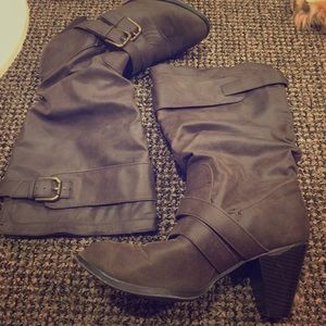Chocolate colored heeled riding boots